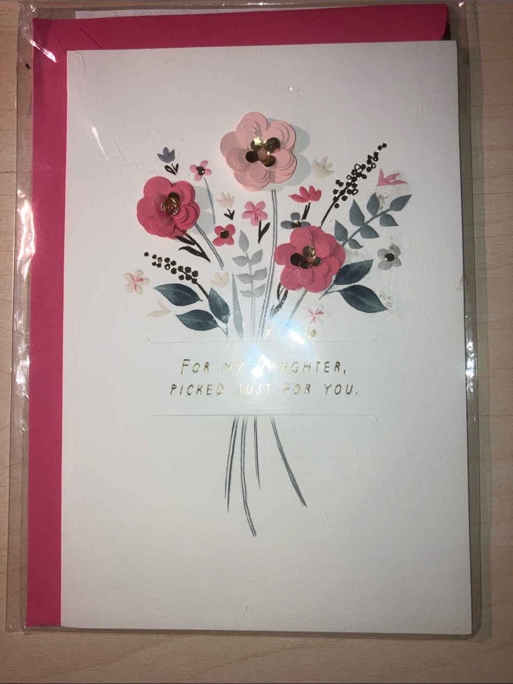 Signature Pink and Gold Floral Birthday Card for Daughter